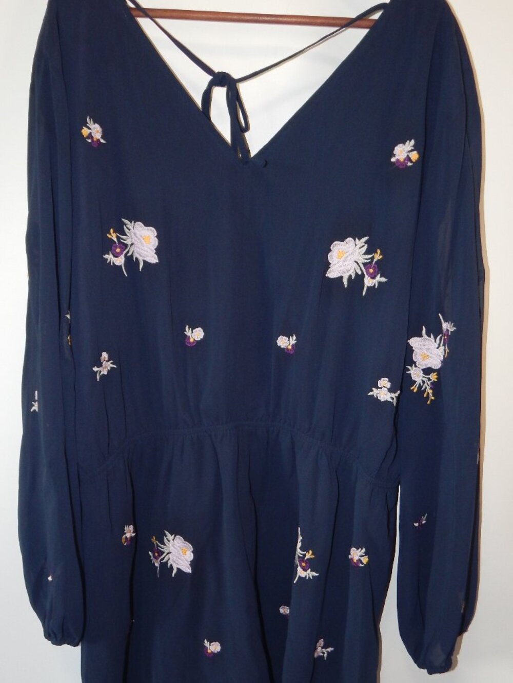 Rare Arula Navy Embroidered Long Sleeve Romper Size C 3X